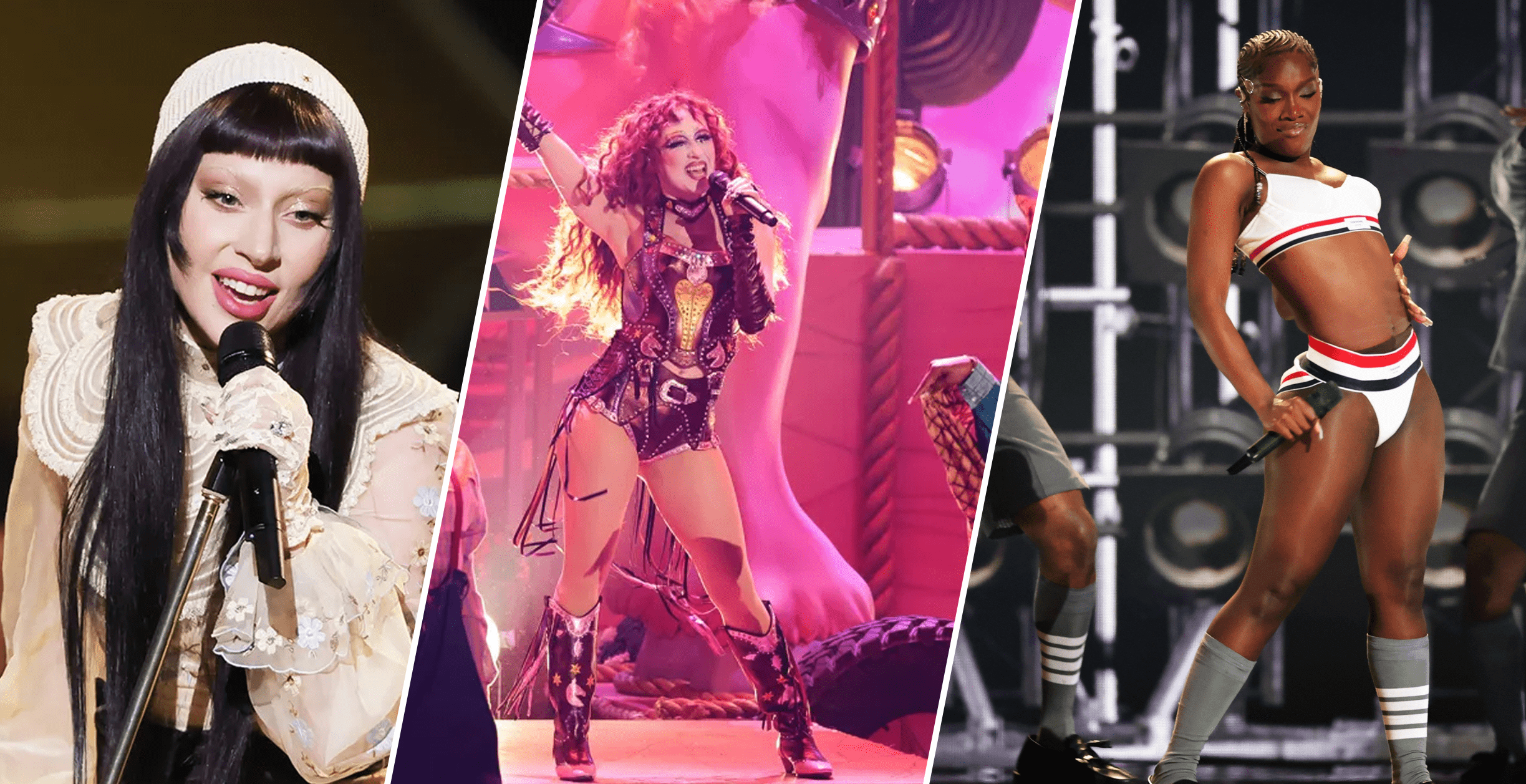 Lady Gaga, Chappell Roan, Doechii Grammy 2025 balvu ceremonijā.